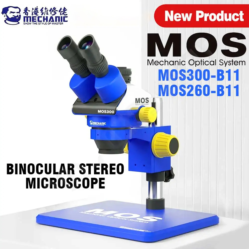 Stereo Trinocular Microscope Pcb - Microscope stéréo binoculaire/trinoculaire mécanique MOS260-B11/MOS300-B11HD pour