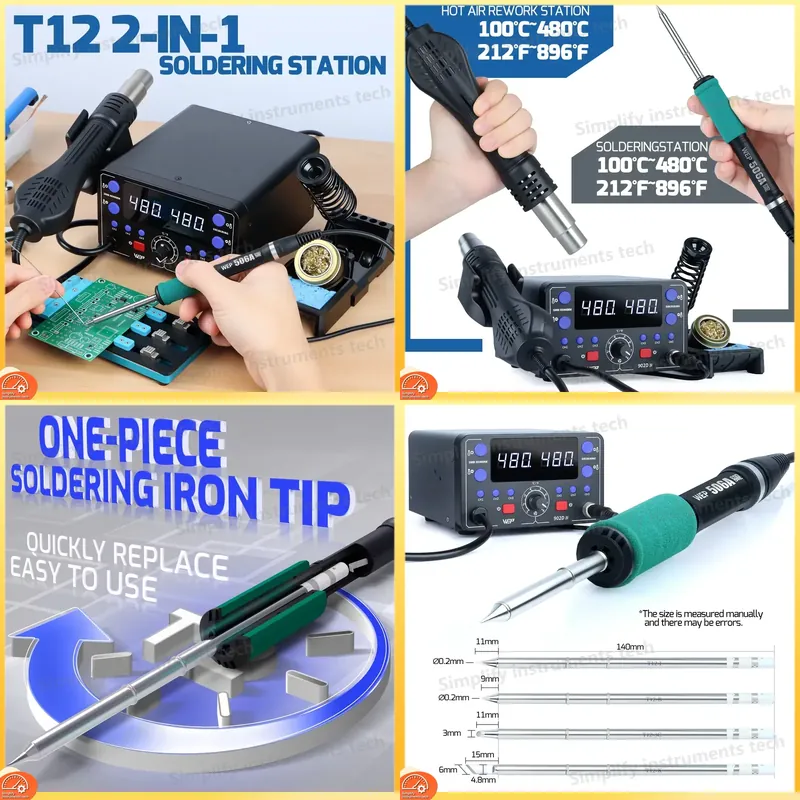 Station de soudage 775W 2-en-1 - Hot Air Rework Station T12 avis et prix